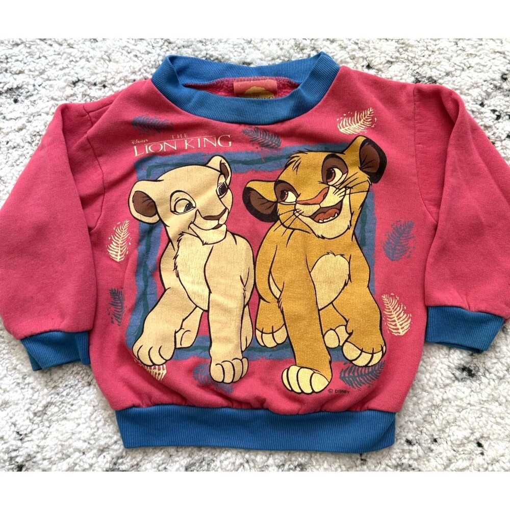 Vintage 90s Disney The Lion King Pink Sweatshirt Simba Sz 18 Months? Toddler